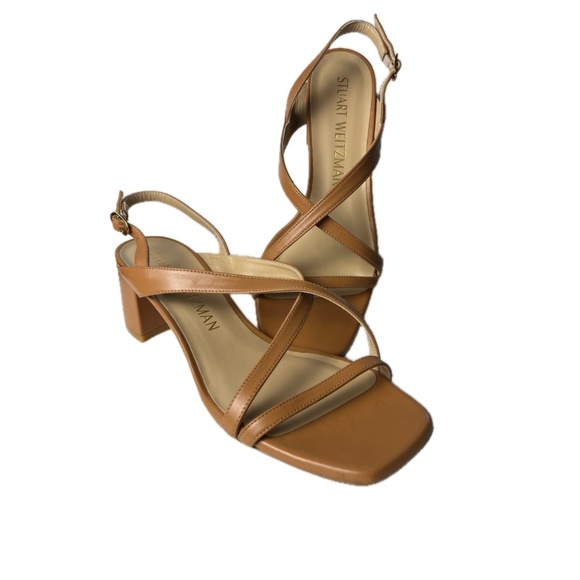 NIB | Stuart Weitzman Oasis 50 Block Sandals Tan | Sz 10 - Picture 6 of 9